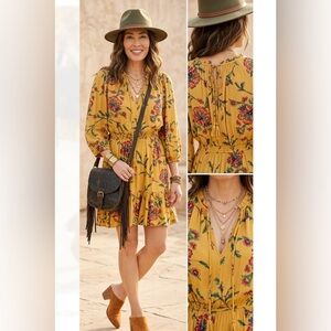 Knox Rose Floral Yellow Dress. Size L